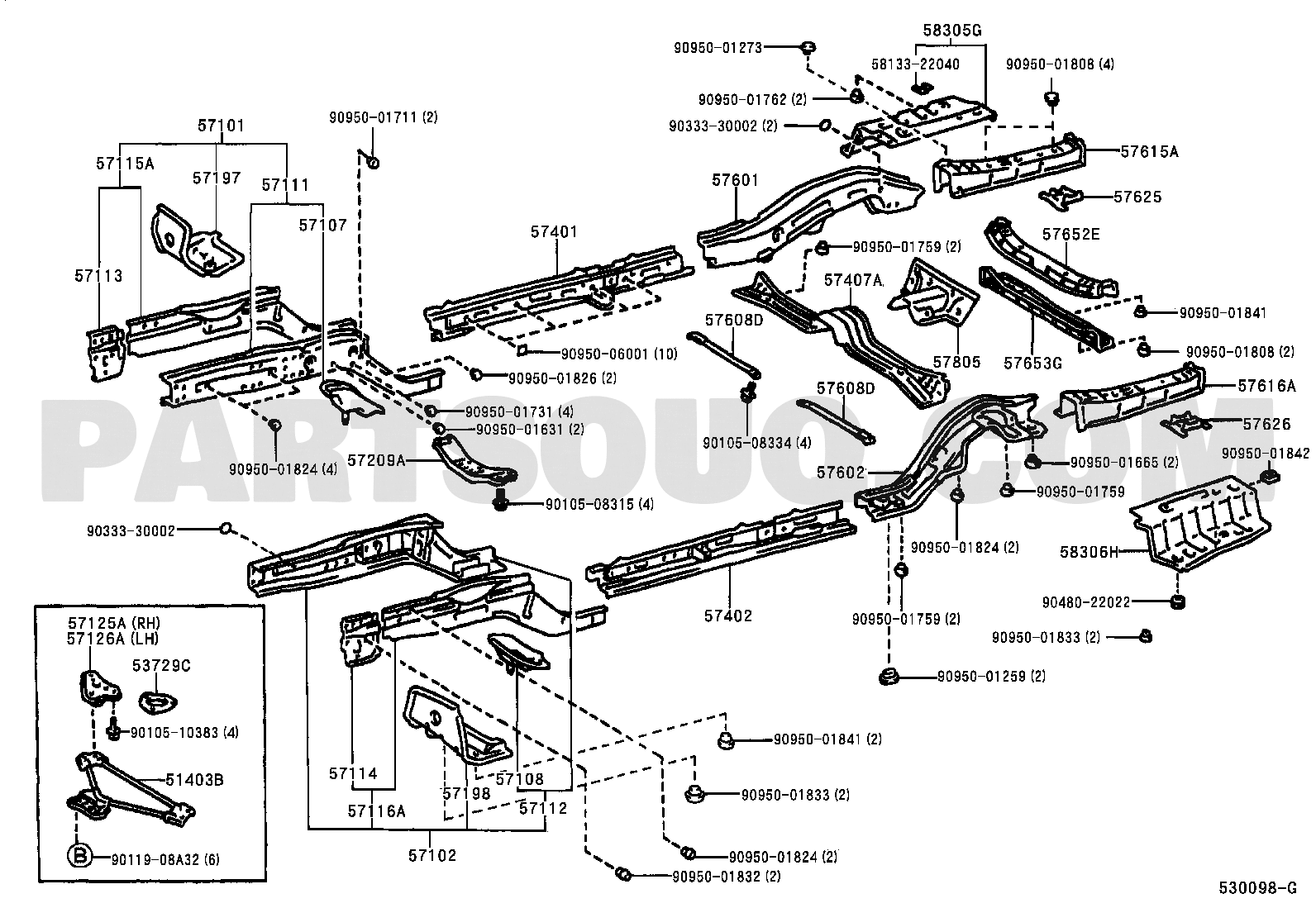 FLOOR SIDE MEMBER | Toyota CHASER JZX100-BTPVZ GX10#,JZX10#,LX100