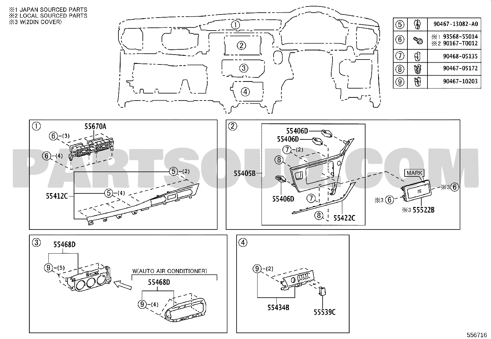 Toyota corolla outlet dashboard parts