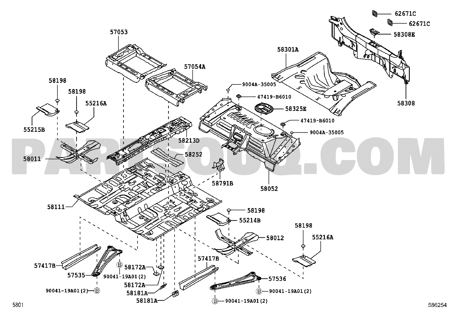 FLOOR PAN & LOWER BACK PANEL | Toyota AGYA/WIGO B100RA-GQSFJ B10 ...