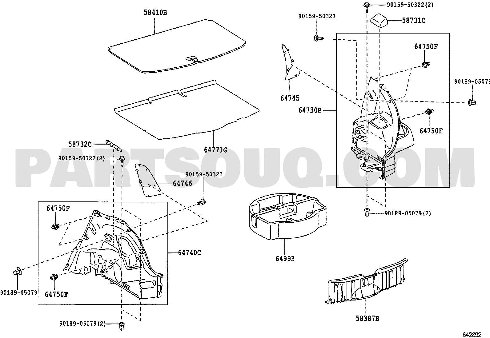 DECK BOARD & DECK TRIM COVER | Toyota YARIS/HYBRID NLP130R-CHFNXW 
