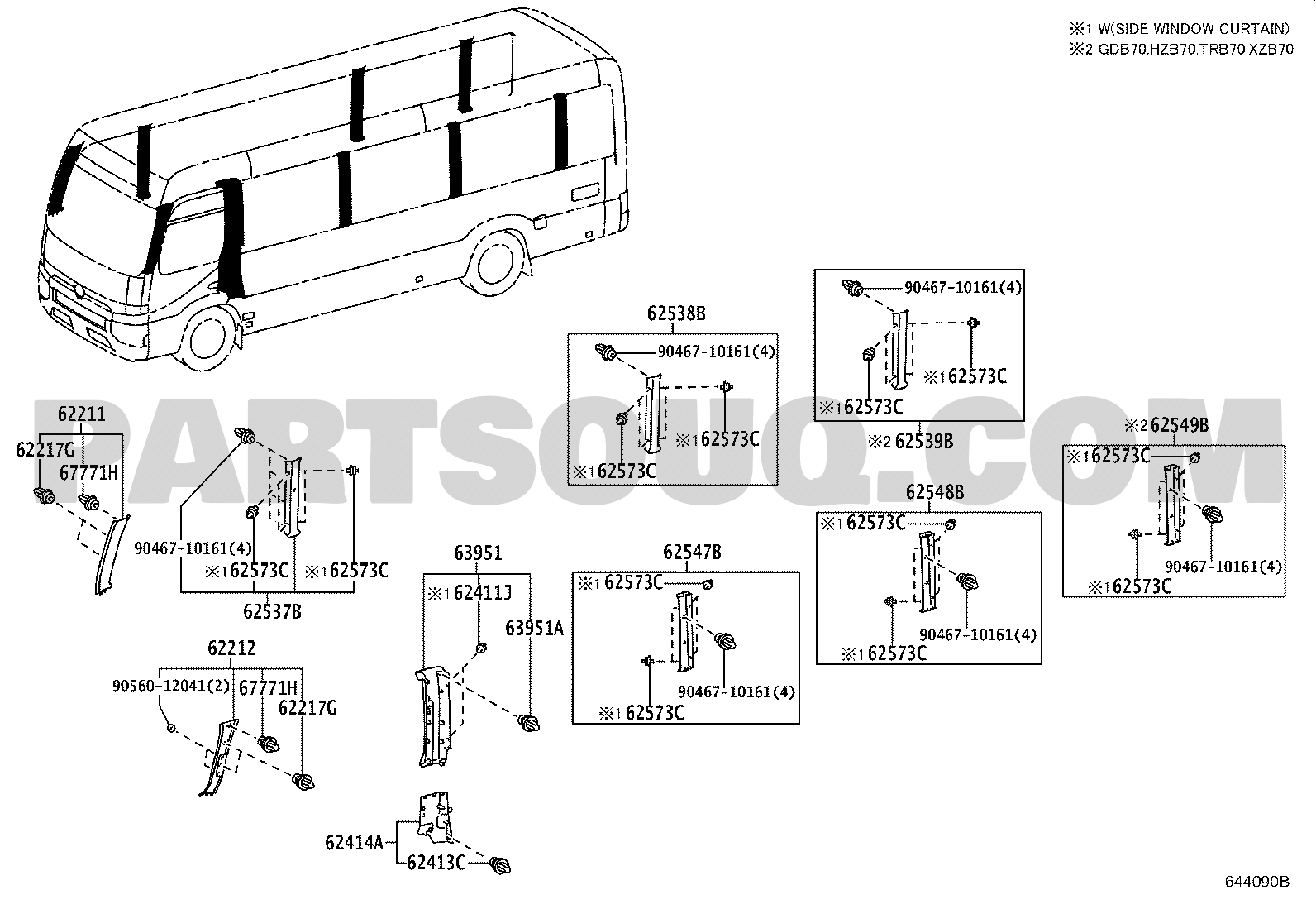Body Interior Toyota COASTER HZB70L ZGMSS 01.2017 Parts