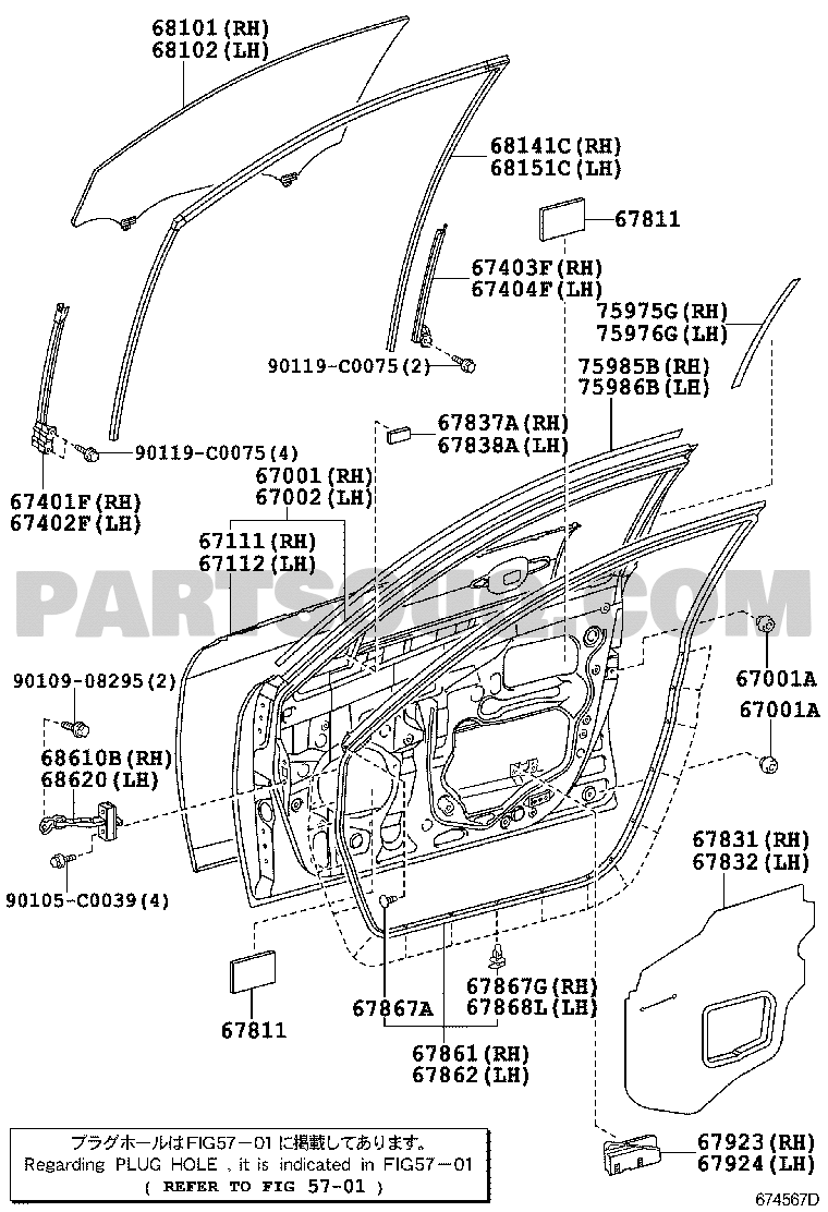 Toyota camry store door panel parts