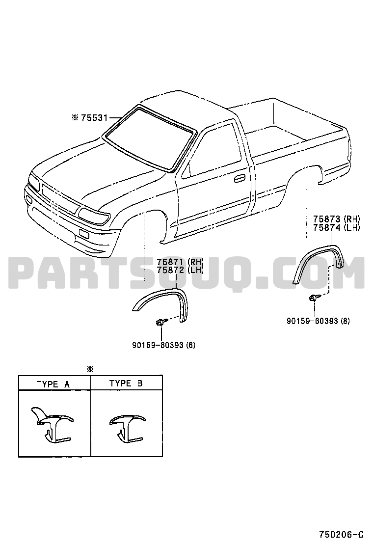 Toyota truck store body parts