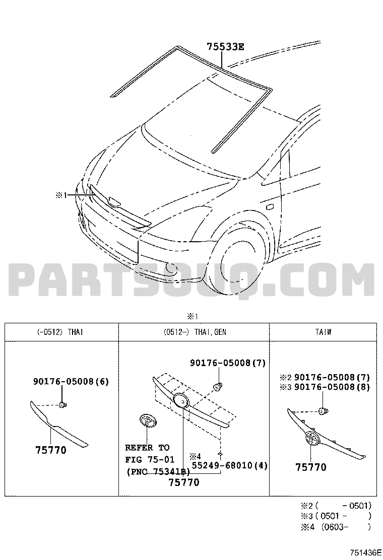 FRONT MOULDING Toyota WISH ANE11L JWPGKR ANE1 ZNE10 Parts