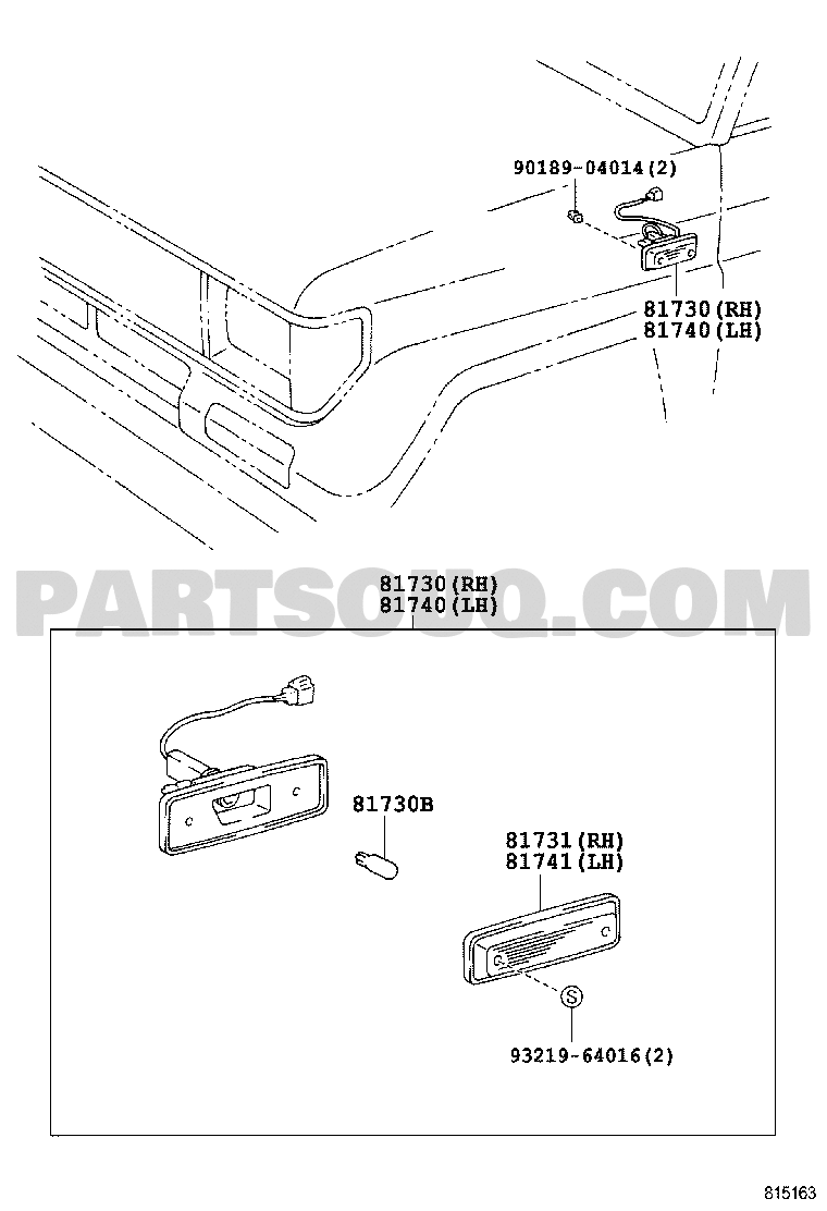 kom 90075-99012 - Toyota - Socket And Wire, Side Turn Signal