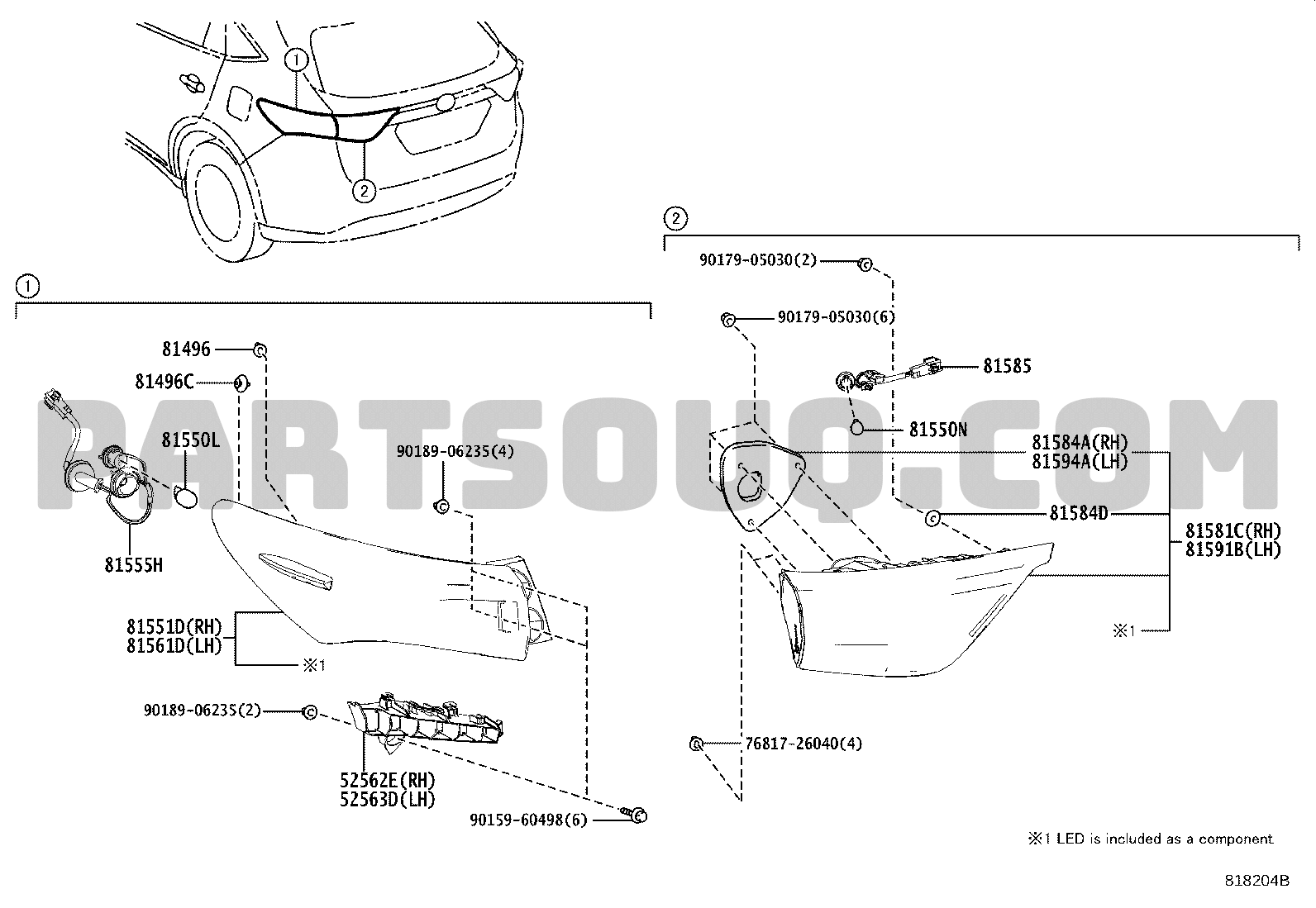 REAR COMBINATION LAMP | Toyota HARRIER ASU60R-ANTGT ASU60 | Parts 