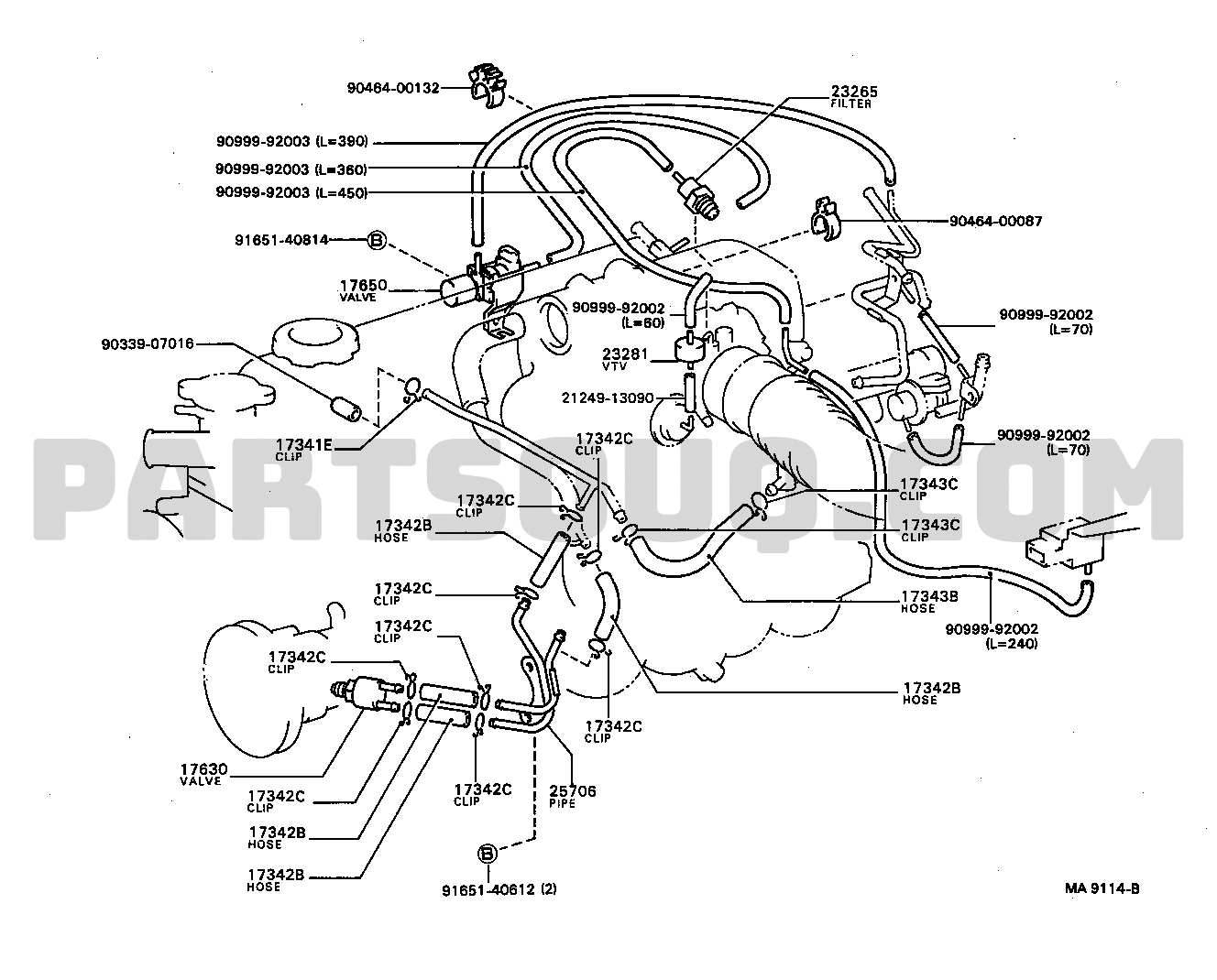 VACUUM PIPING Toyota HILUX YN61GPSE YN5,6,LN5,6 Parts Catalogs