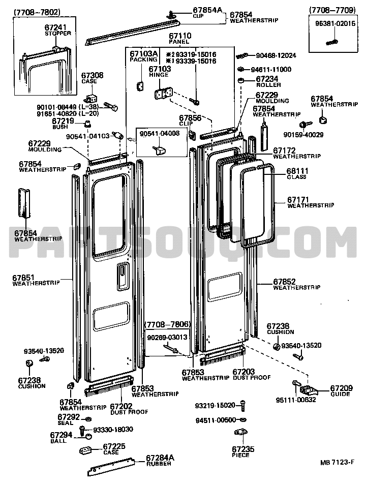CENTER DOOR PANEL & GLASS