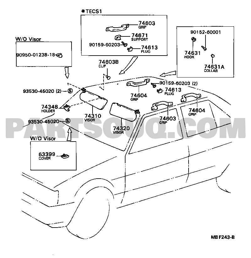 ARMREST & VISOR | Toyota COROLLA CE80-EEHNS AE8#,CE80,EE80 | Parts Catalogs  | PartSouq