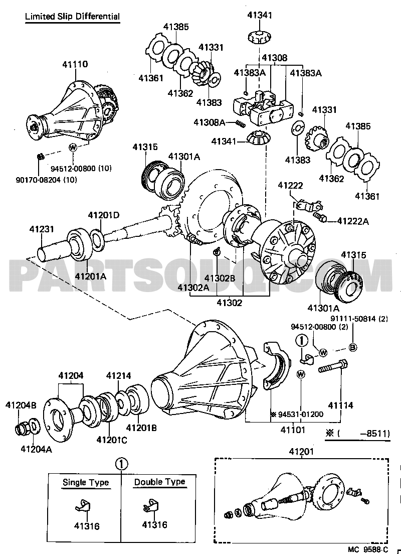 REAR AXLE HOUSING DIFFERENTIAL Toyota COROLLA COUPE AE86L