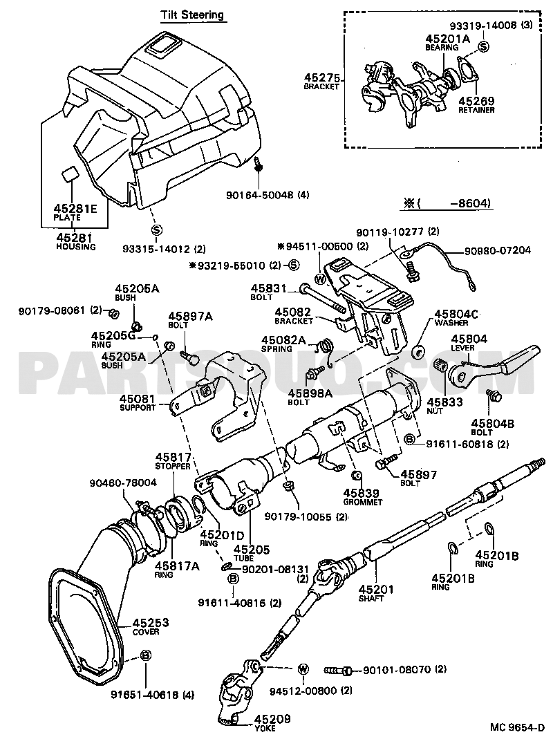 STEERING COLUMN & SHAFT | Toyota COROLLA AE80-EEKNS AE8#,CE80,EE80