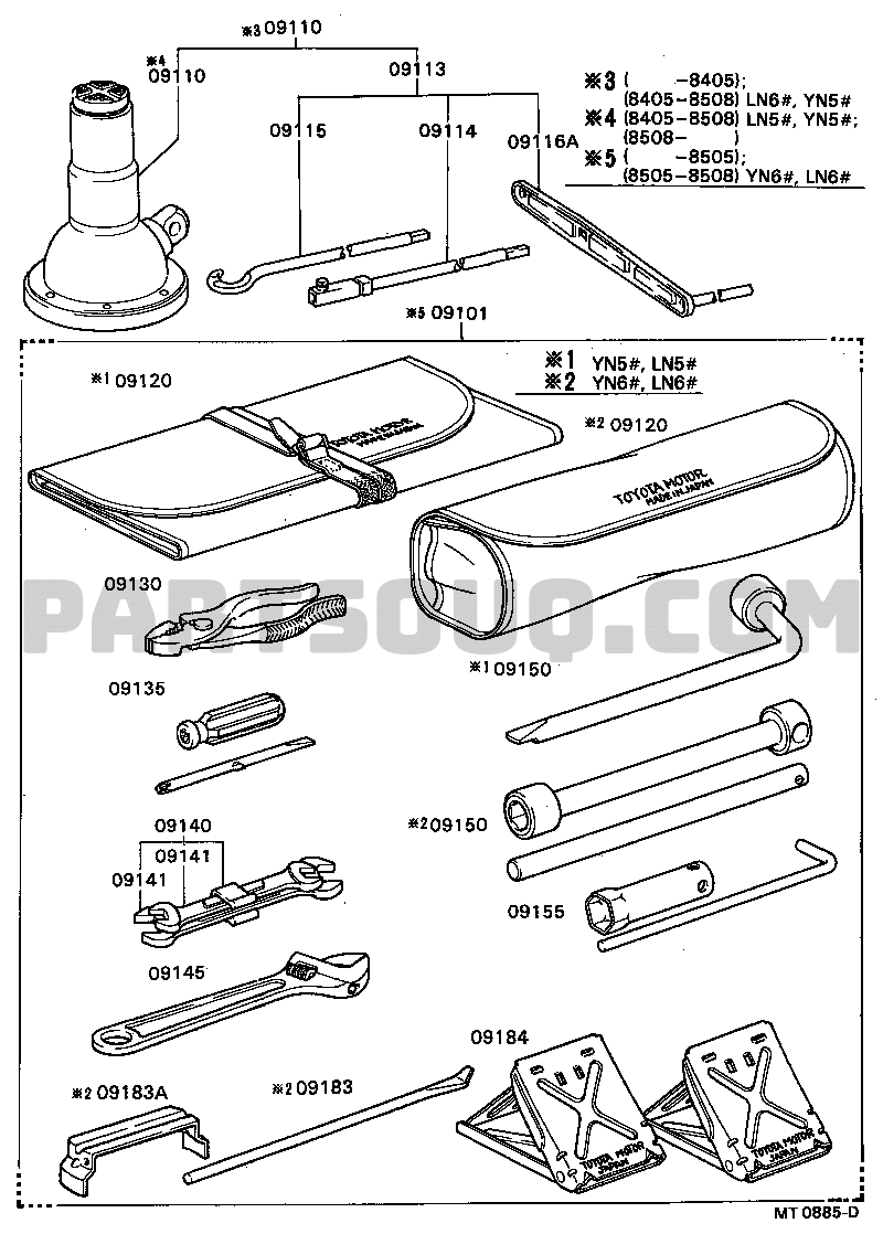STANDARD TOOL Toyota HILUX YN61GPSE YN5,6,LN5,6 Parts Catalogs