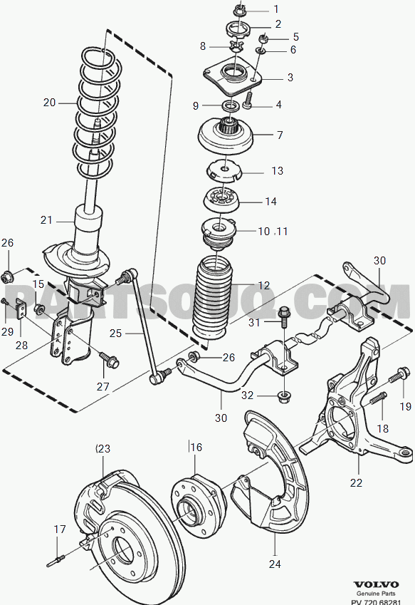 Volvo v70 top front suspension
