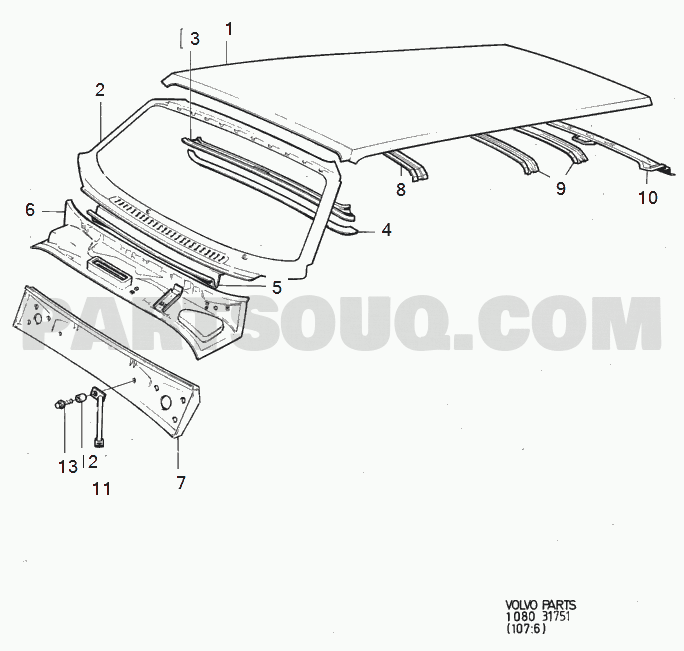 VOLVO 240 International Misc (INT) body frame roof section