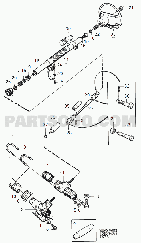 VOLVO 240 International Misc (INT) Steering steering box shaft R.H.D P.S