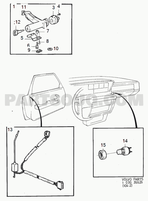 VOLVO 240 International Misc (INT) Column and starter lock switches central locking