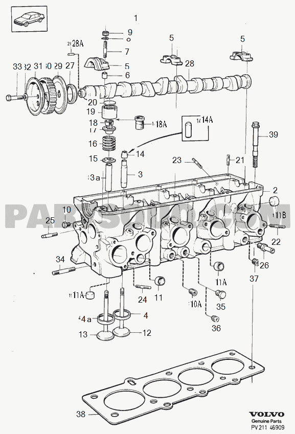 21 Engine Volvo 240 Volvo Cars Europe (EUR) 1976 Parts Catalogs