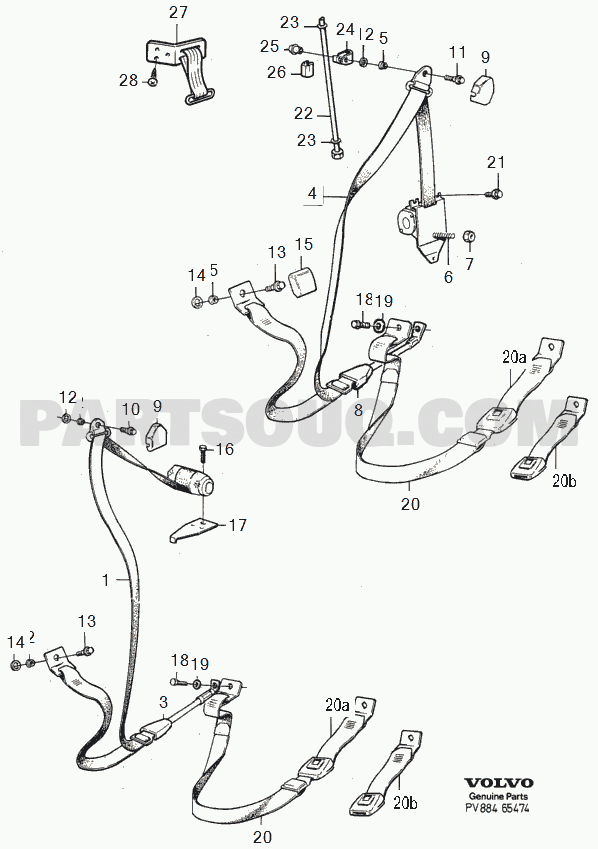 VOLVO 240 International Misc (INT) seat belt Rear 245, 265.