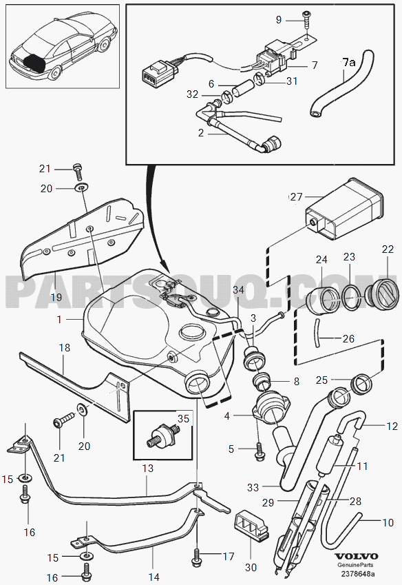 Volvo v70 fuel tank top