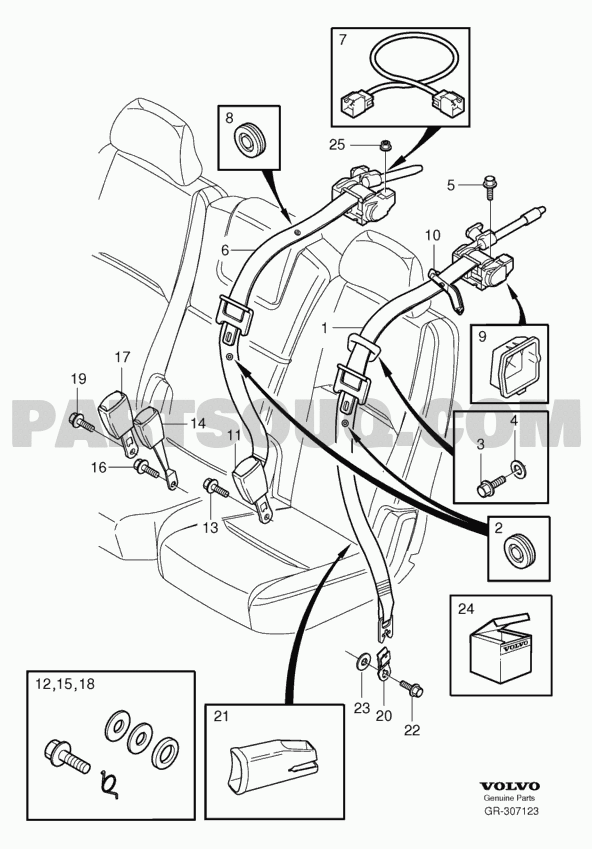 rear seat belt | Volvo XC90 2007 D5244T4 | Parts Catalogs | PartSouq