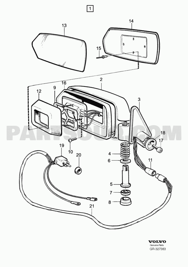 VOLVO 240 International Misc (INT) rear view mirror, electrically operated