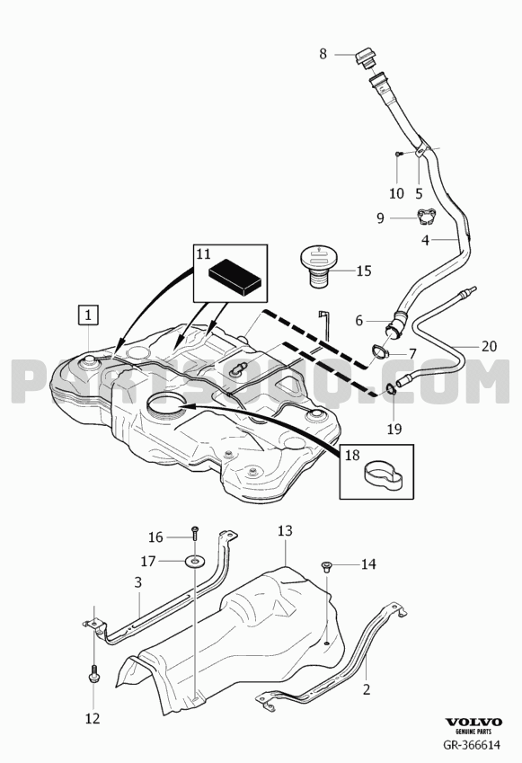 Volvo xc60 store fuel tank
