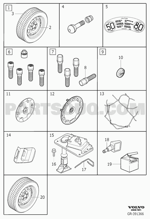 Wheel equipment | Volvo XC90 International Misc (INT) 2006 | Parts 