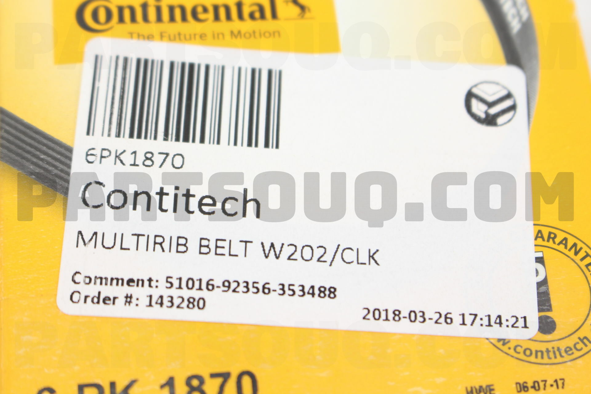 MULTIRIB BELT W202/CLK 6PK1870 | Contitech Parts | PartSouq