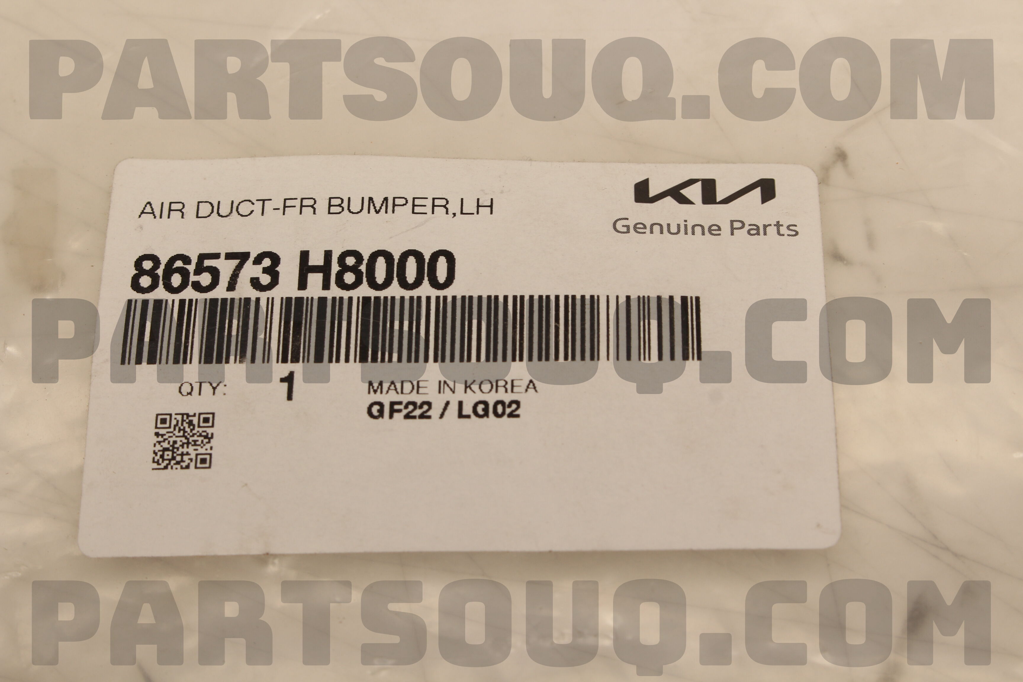 AIR DUCT-FR BUMPER,LH 86573H8000 | Hyundai / KIA Parts
