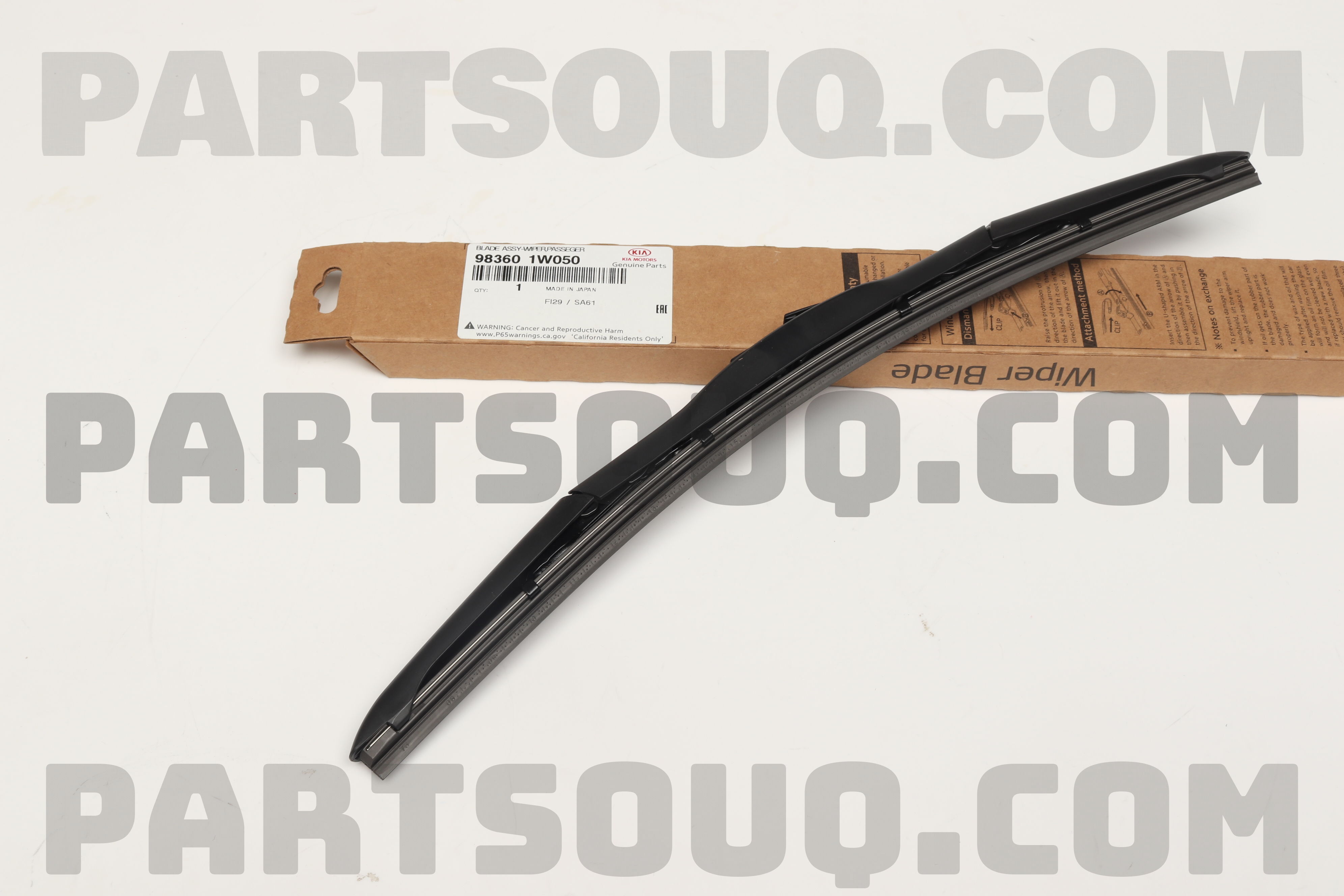 Genuine Hyundai Kona Wiper Blade Set (3-Piece) – 98360-1W050, 98350-3S300, 98850-1R000