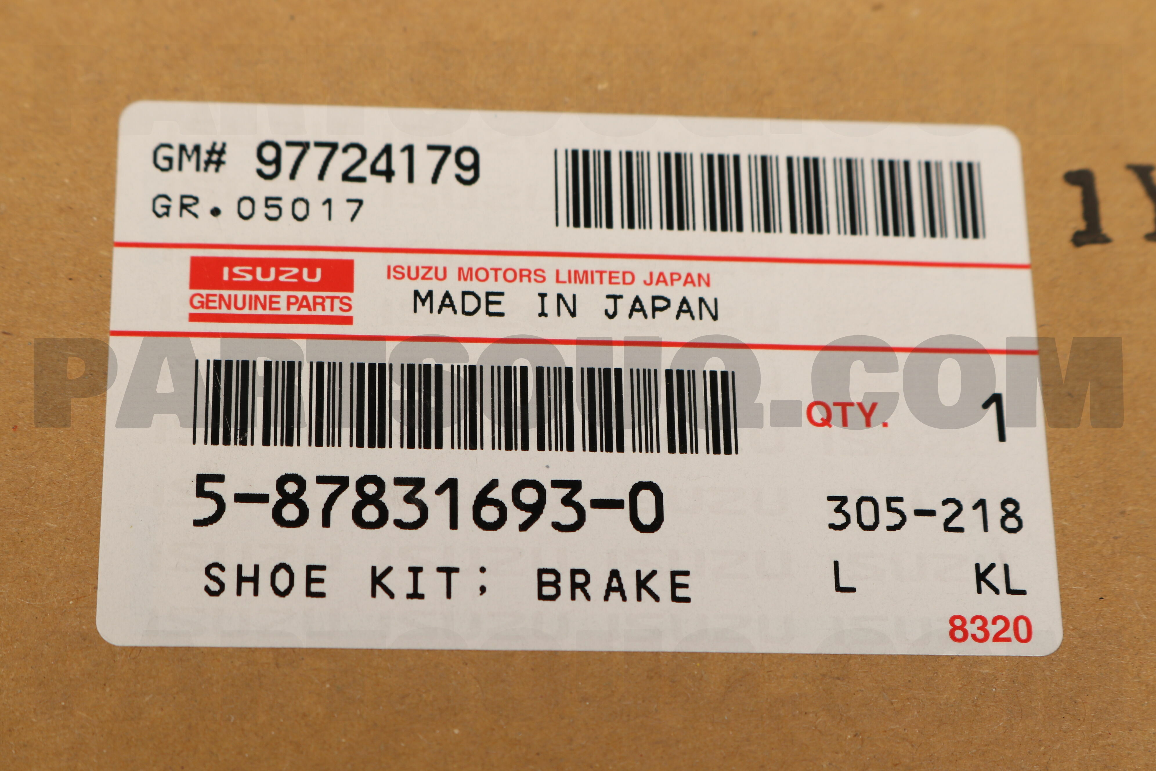 5878316930 Isuzu SHOE KIT; BRAKE