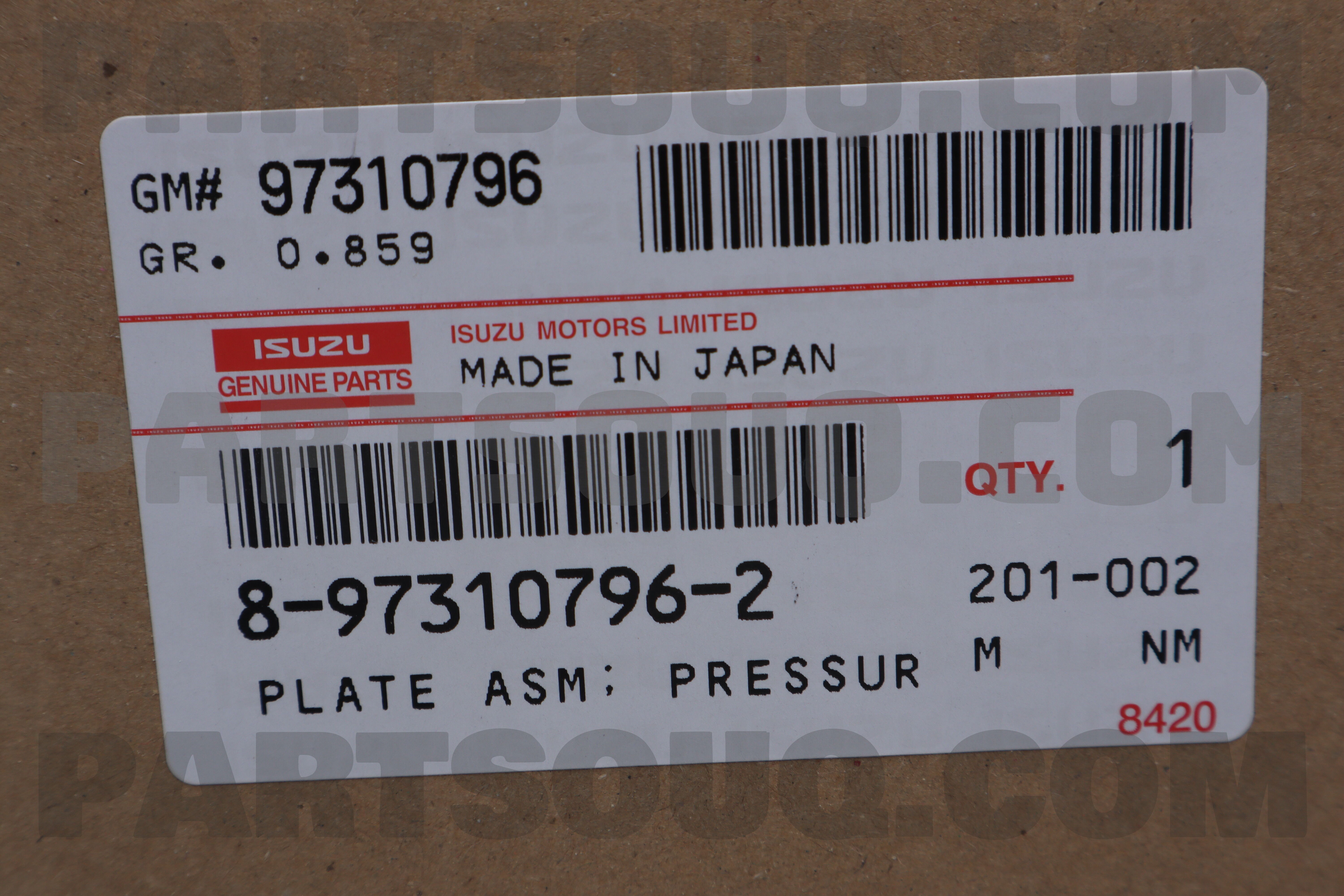 PLATE ASM; PRESSURE,CLU 8973107961 | Isuzu Parts | PartSouq