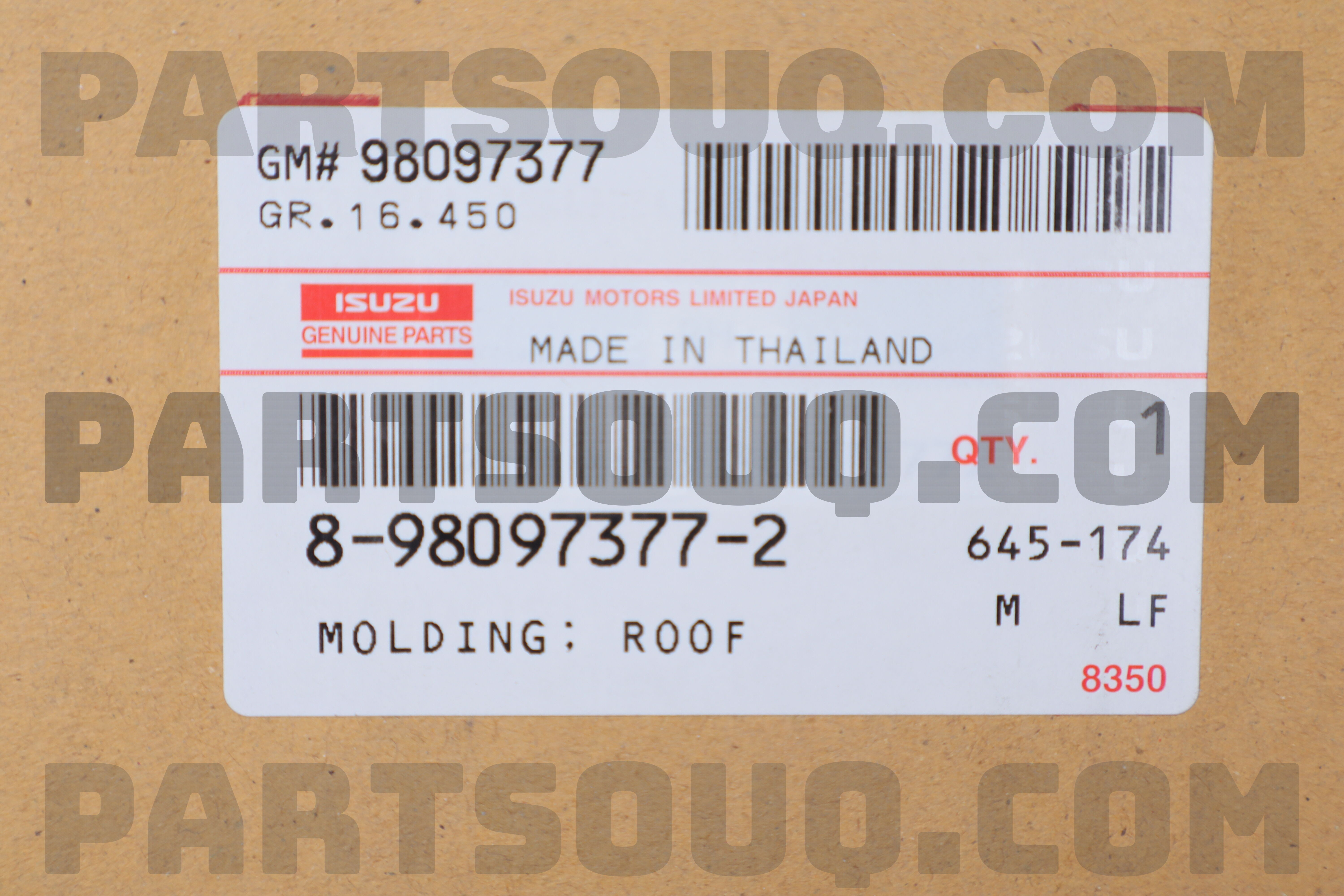 MOLDING; ROOF 8980973772 | Isuzu Parts | PartSouq