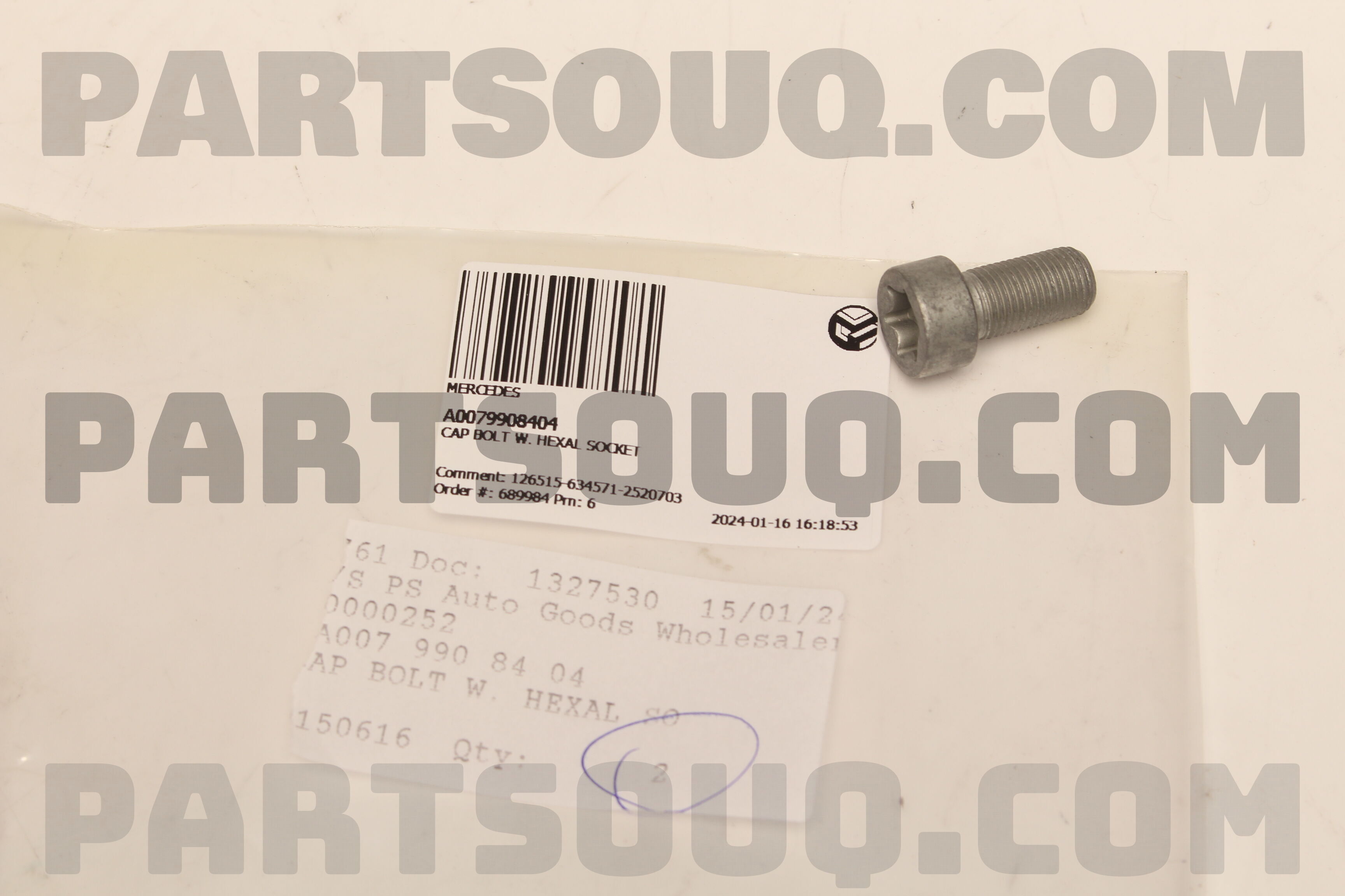 CAP BOLT W. HEXAL SOCKET A0079908404 | MERCEDES Parts | PartSouq