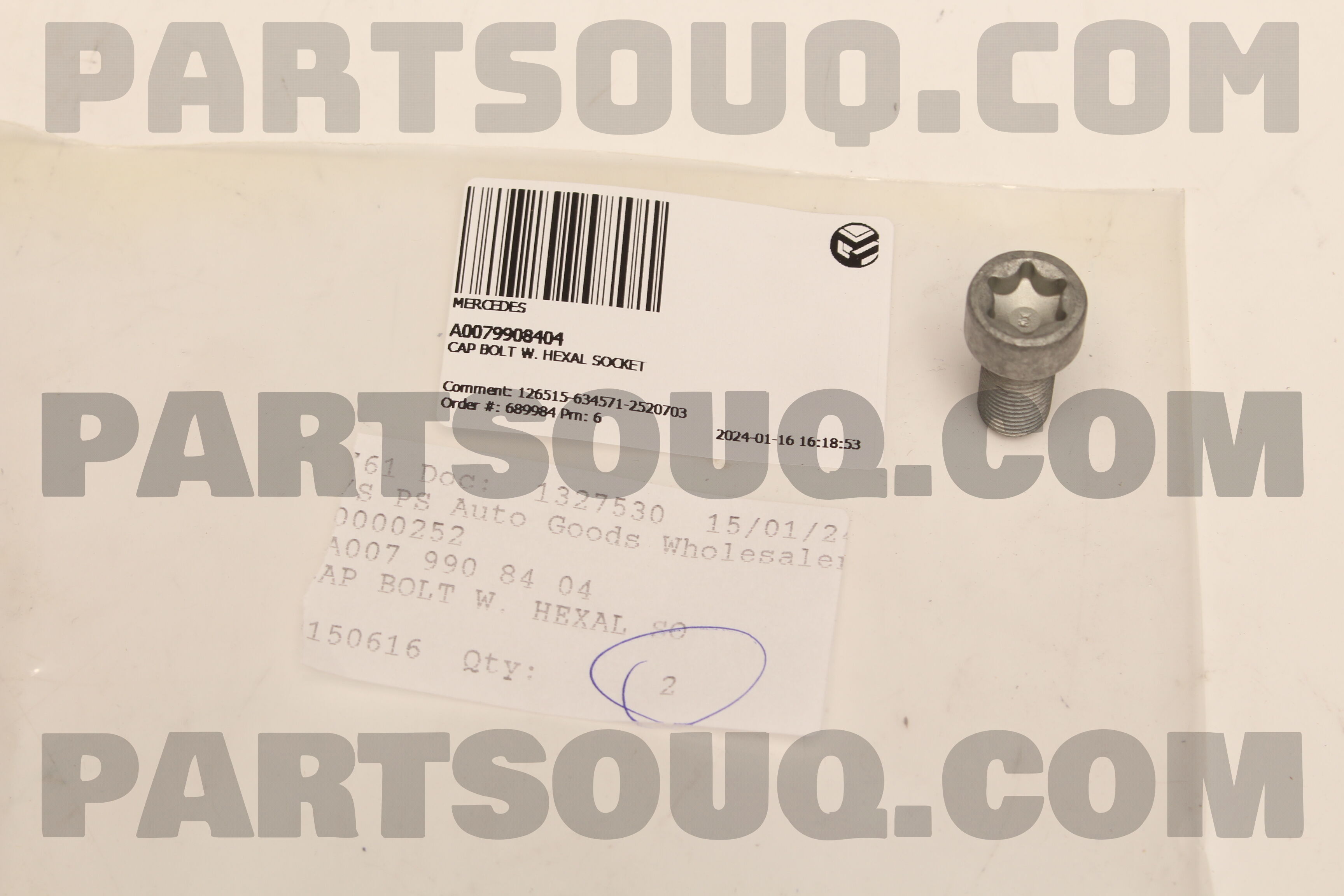 CAP BOLT W. HEXAL SOCKET A0079908404 | MERCEDES Parts | PartSouq