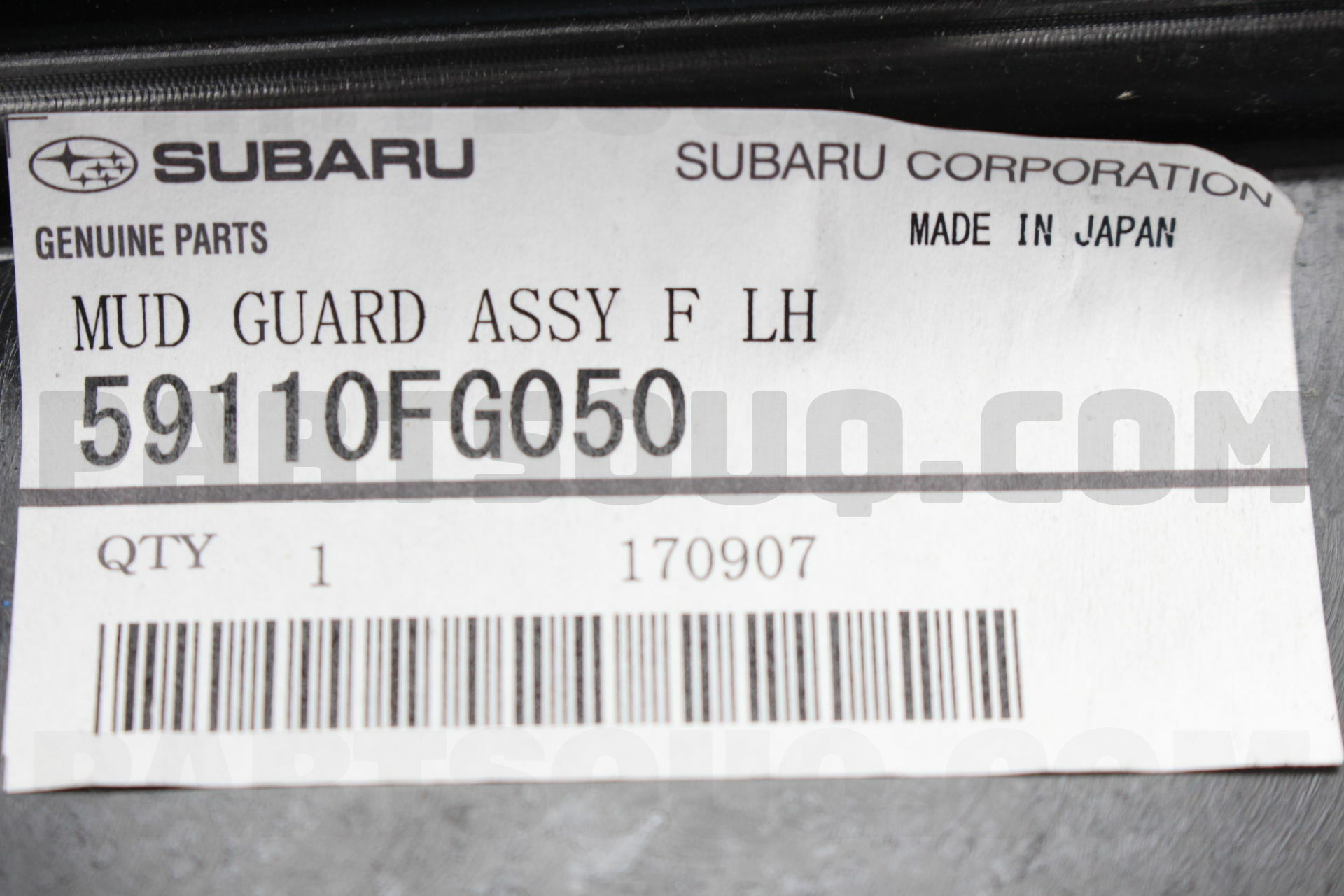 59110FG050 Subaru Mud guard assy f lh 59110FG050