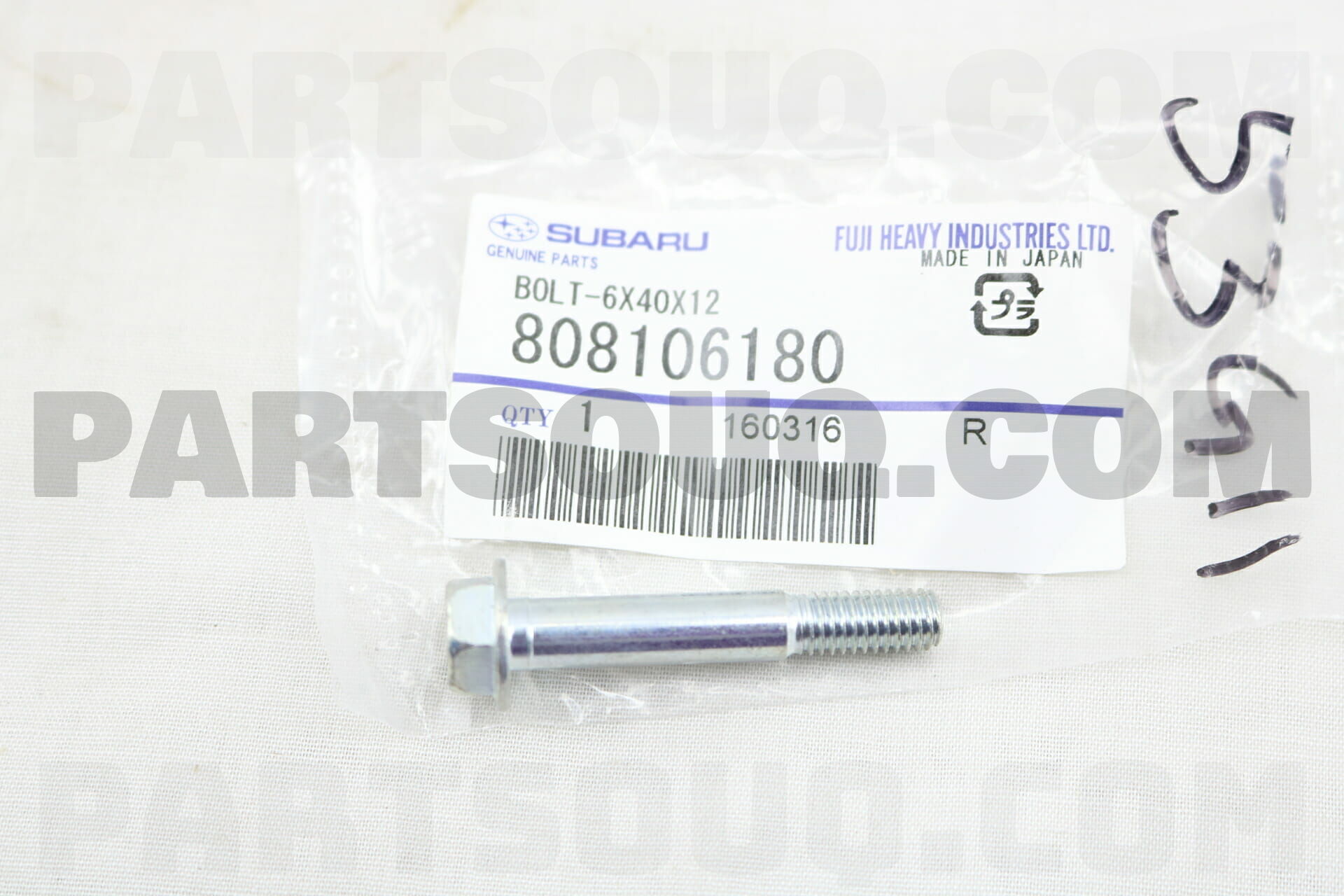 BOLT-6X40X12 808106180 | Subaru Parts | PartSouq