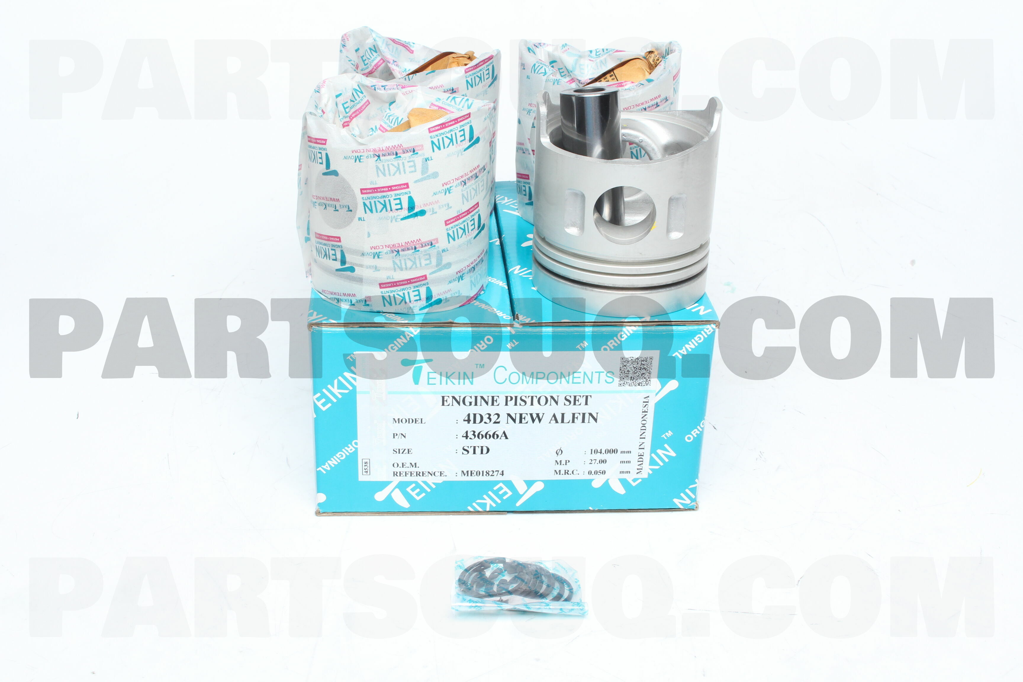 PISTON SET STD 4D32 NEW ALFIN (SET OF 1) 43666ASTD | TEIKIN