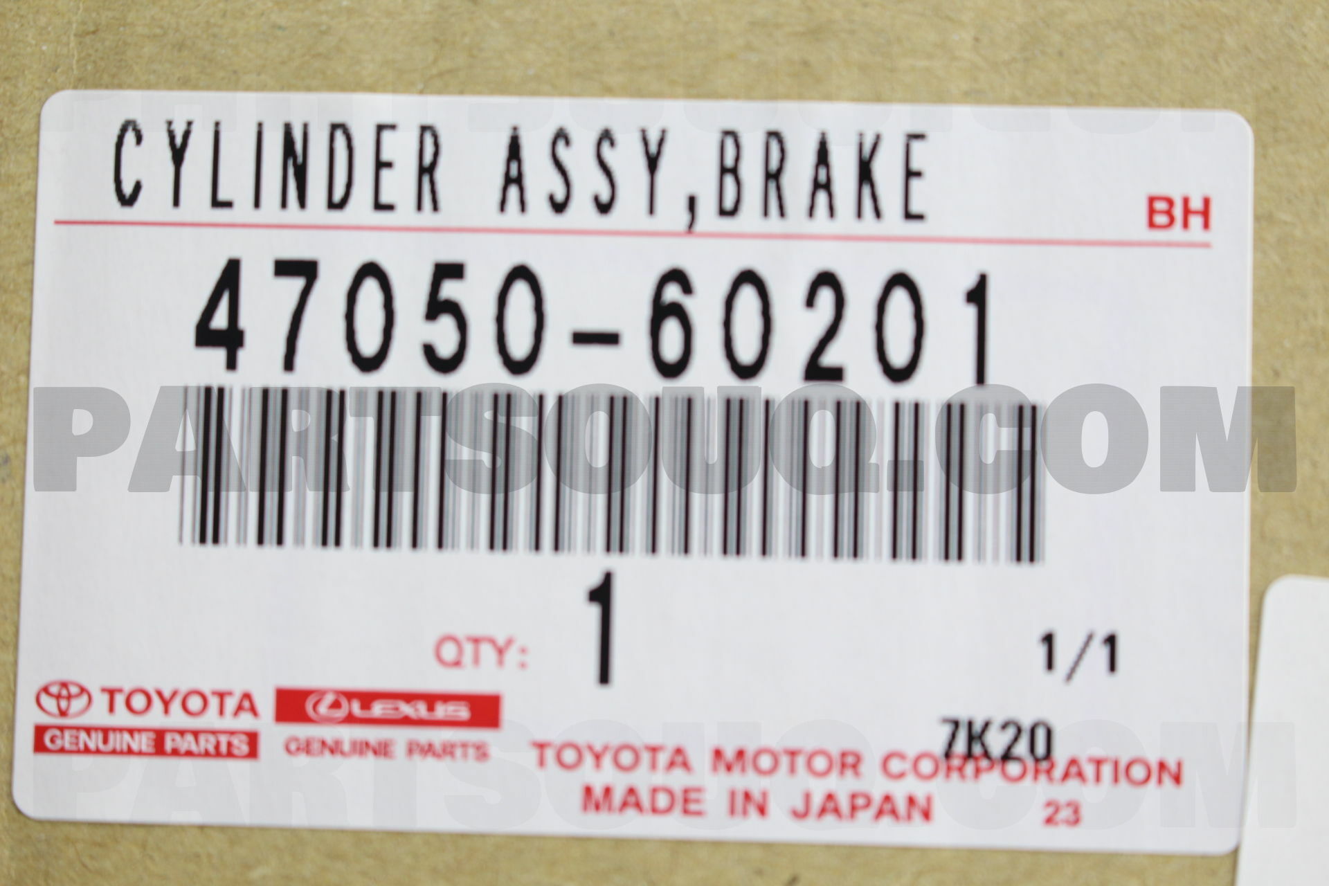 GENUINE Toyota 47050-60321 BRAKE BOOSTER ASSY W/MASTER CYLINDER 4705060321 OEM 