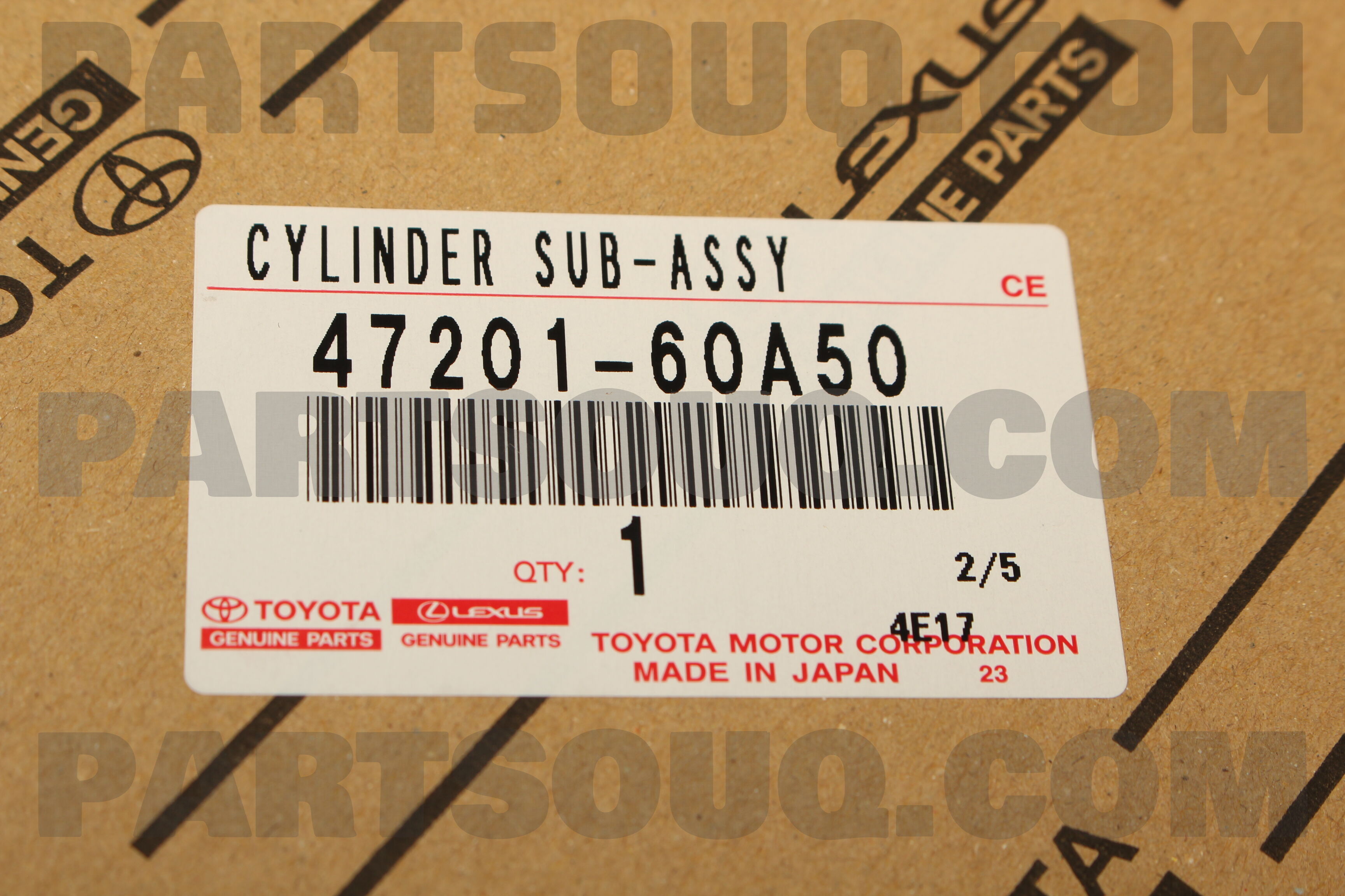 CYLINDER SUB-ASSY, BRAKE MASTER 4720160A50 | Toyota Parts