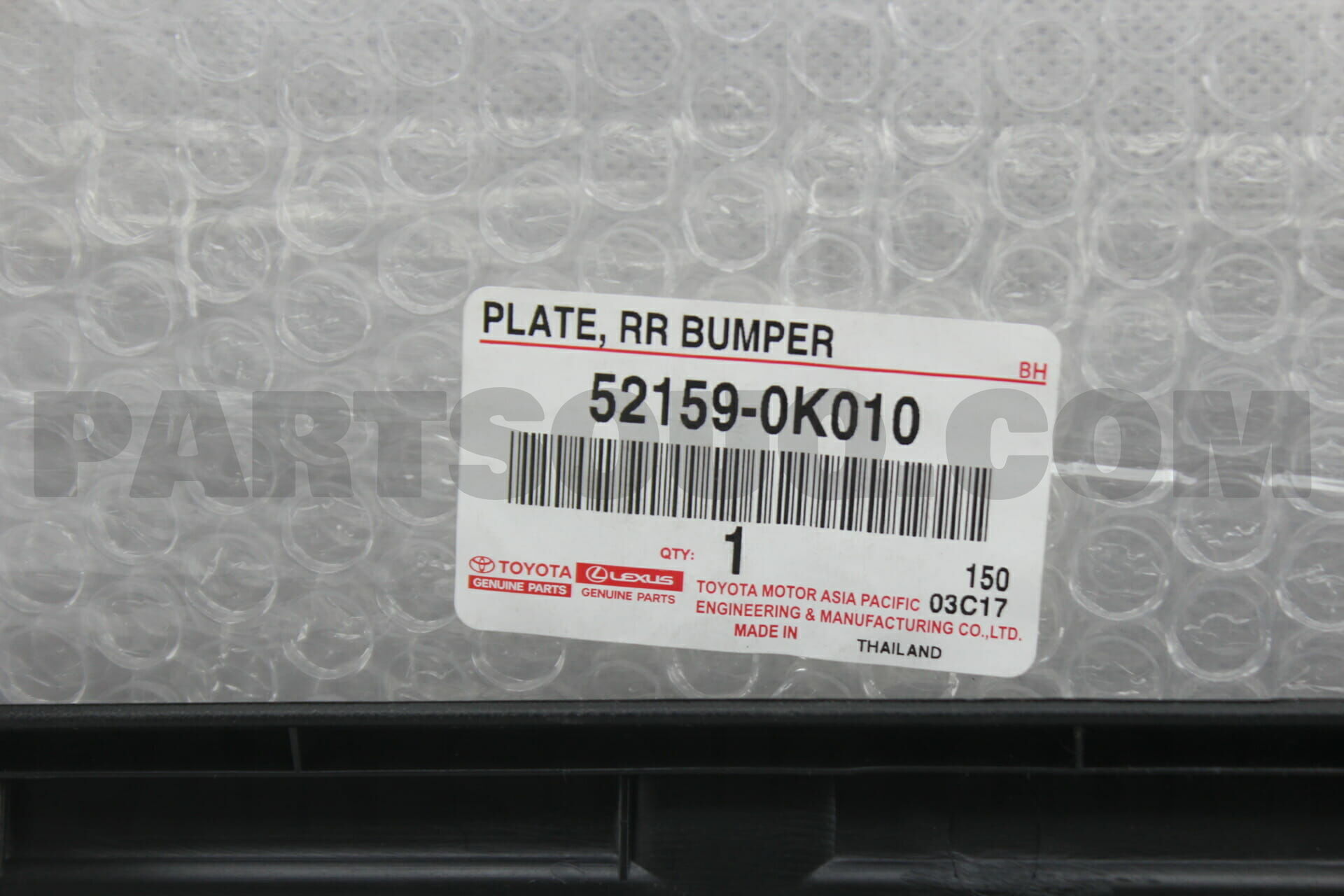 Genuine Toyota Plate Rear Bumper Hilux 521590K010