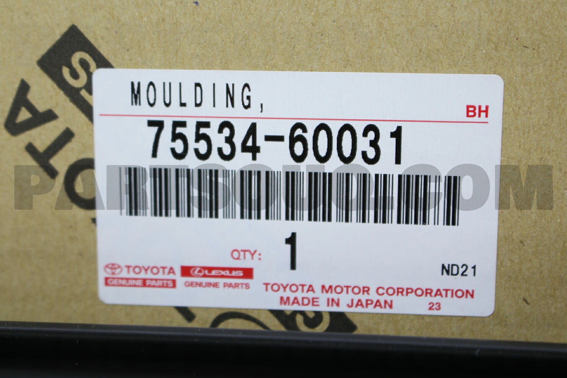 75534-60031 Toyota Moulding outside lh 7553460031 New Genuine OEM windshield 