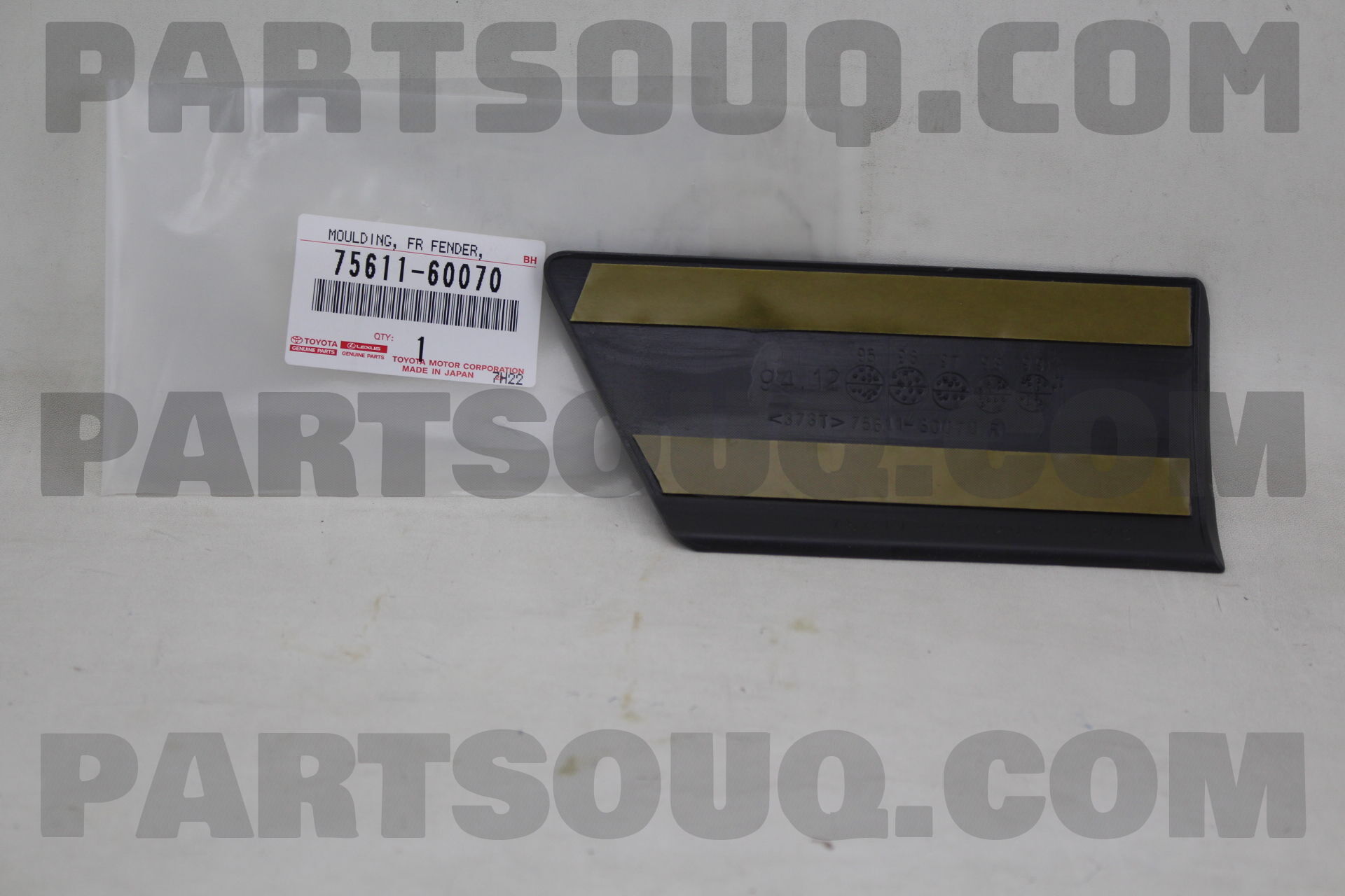 MOULDING, FRONT FENDER, OUTSIDE RH 7561160070 | Toyota Parts