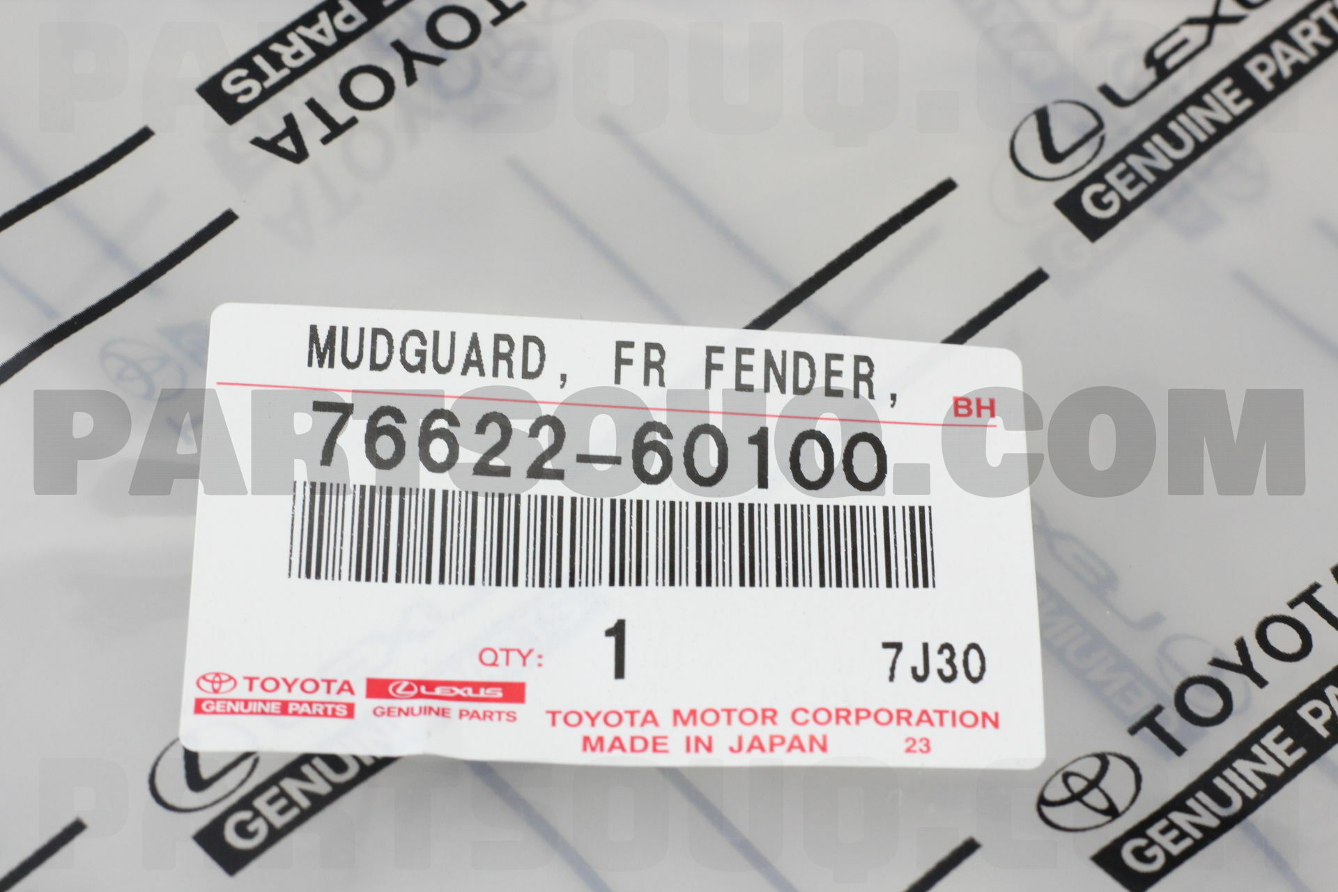TOYOTA Genuine 76622-09030-B4 Fender Mud Guard Sub Assembly 