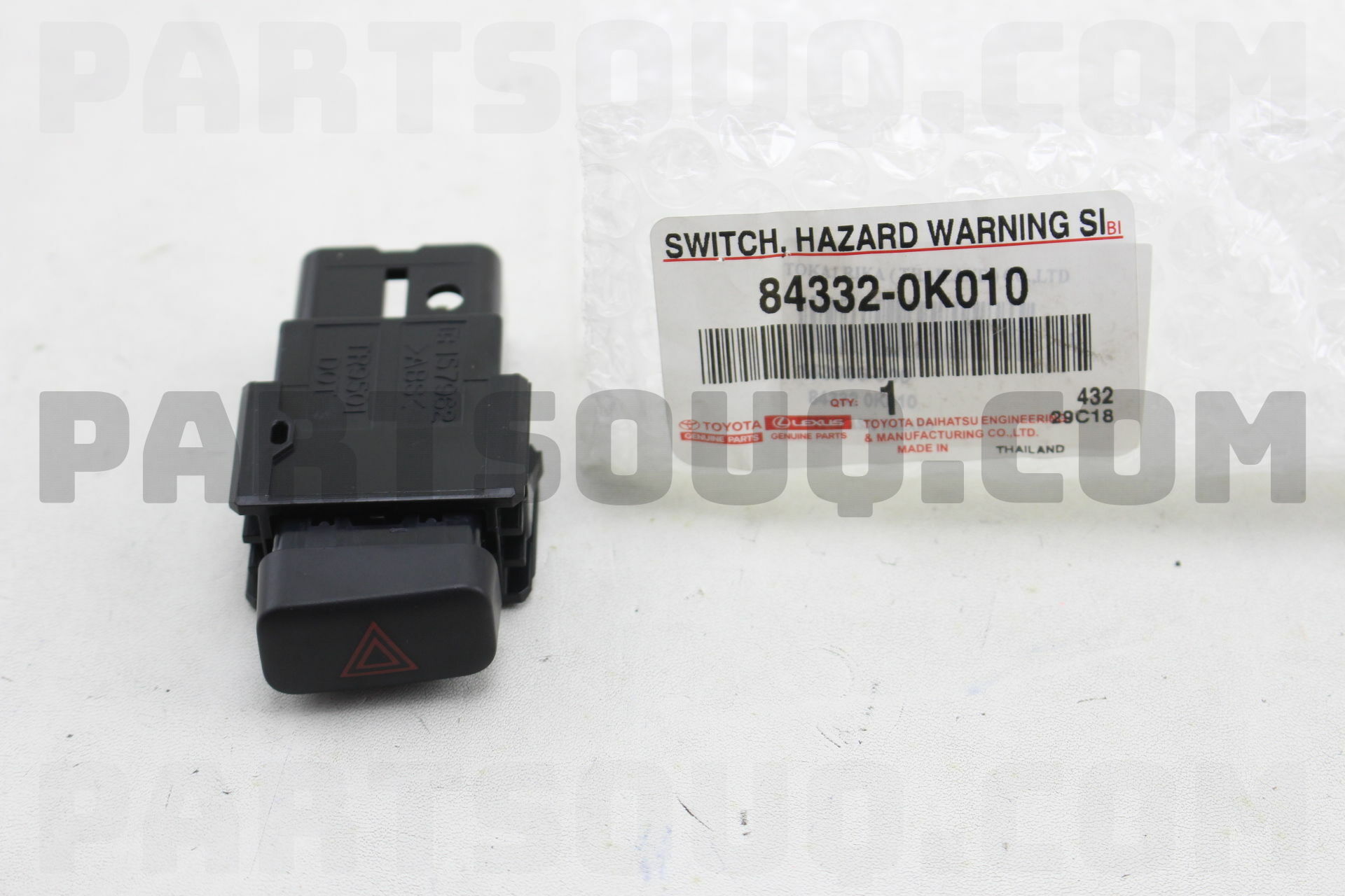 Toyota 84332-04110 Hazard Warning Signal Switch Assembly 
