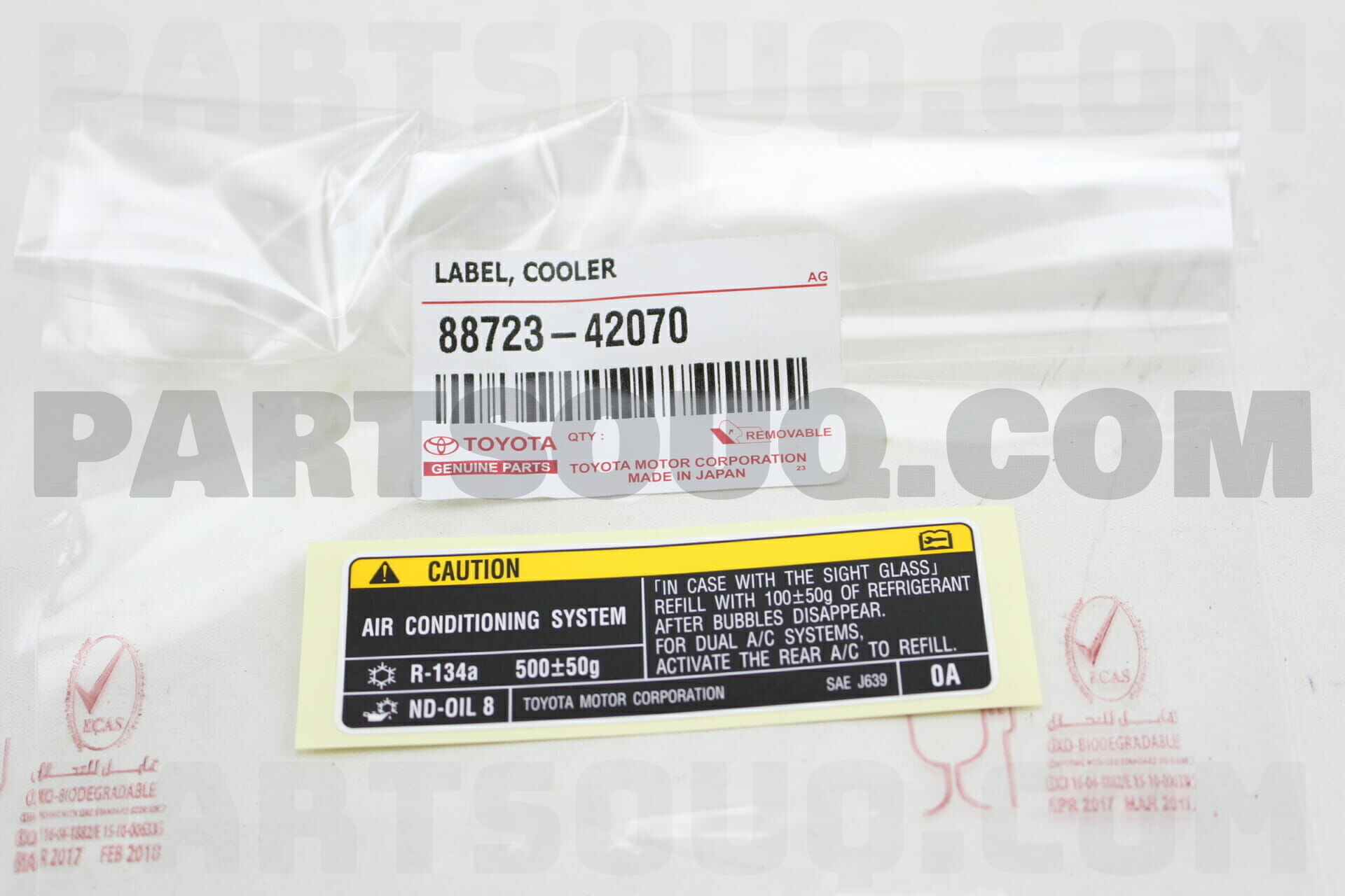 8872342070 Toyota LABEL, COOLER SERVICE CAUTION