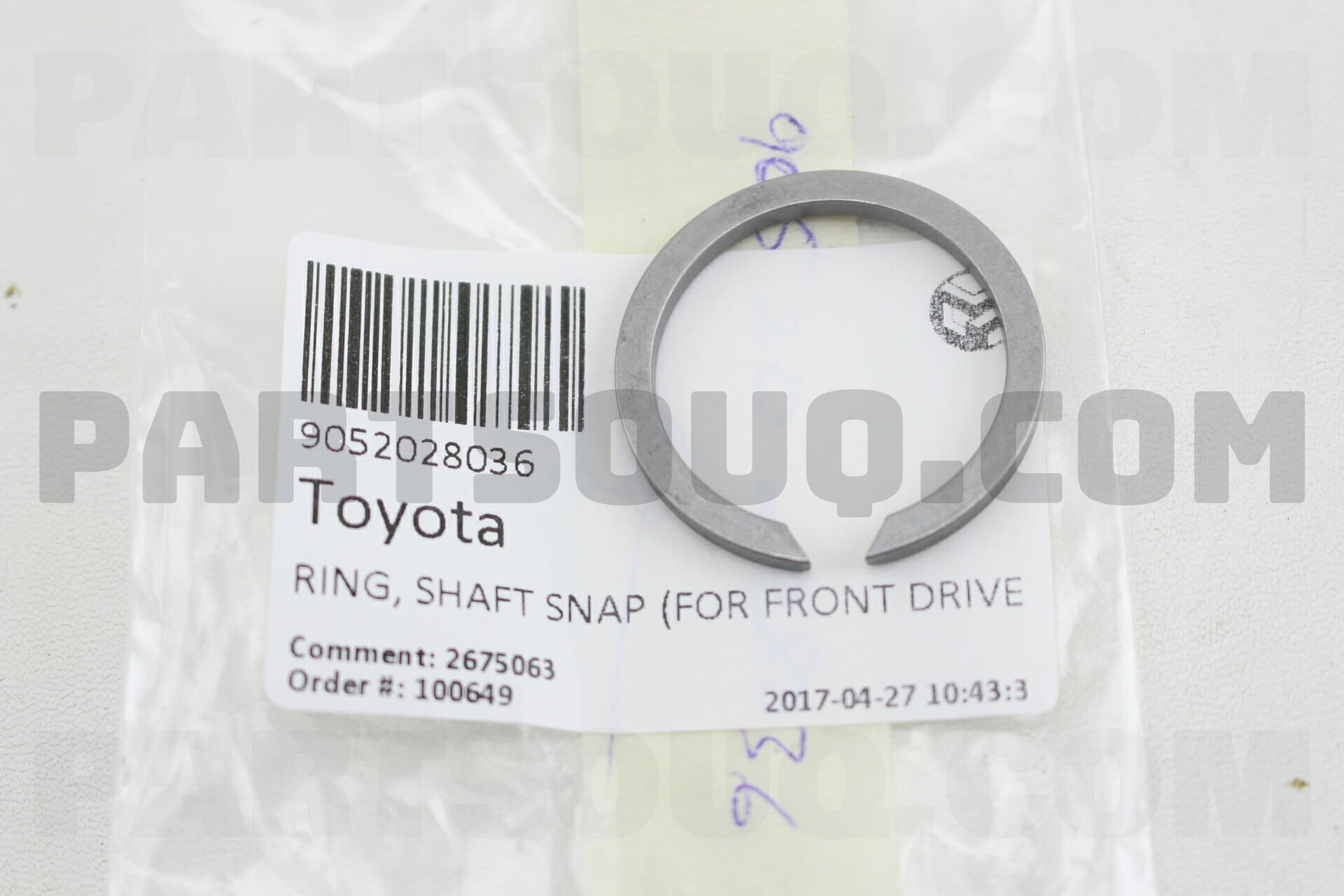 RING, SHAFT SNAP (FOR FRONT DRIVE INNER SHAFT INNER) 9052028036 ...