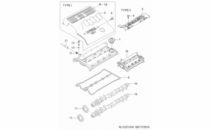 Cam support & shaft (fam i dohc) (1321) 2