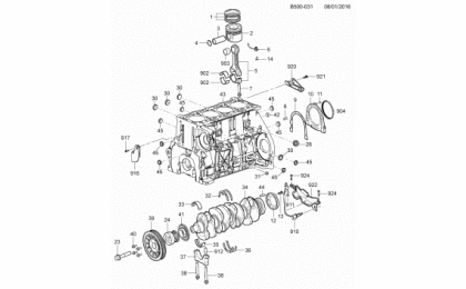 Crankshaft, piston & flywheel (bl2)