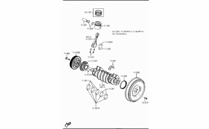 1100c-piston, crankshaft & Flywheel (diesel)(1600cc)